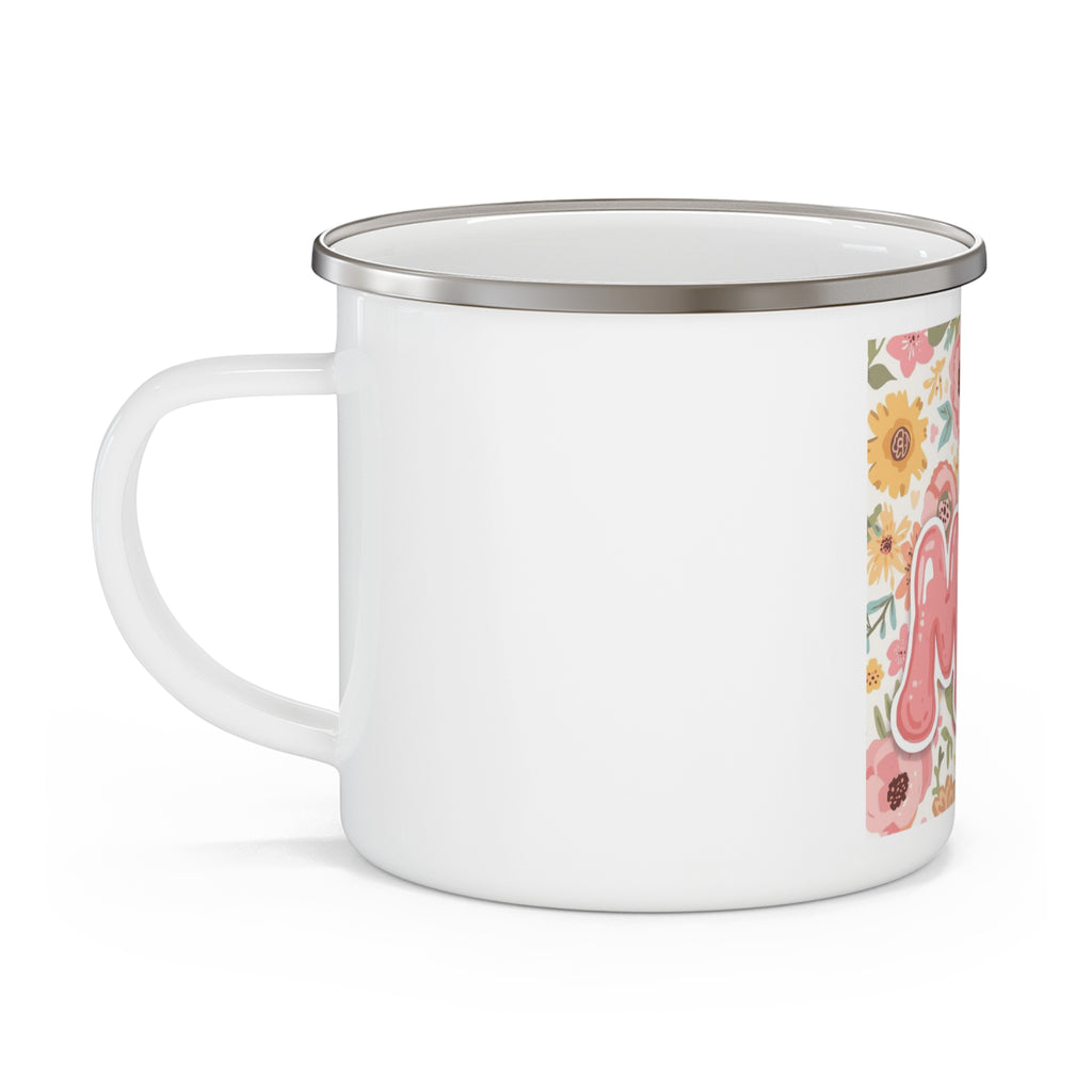 Enamel Camping Mug - #1 Mom Floral Camper Coffee Cup, Mother's Day Gift