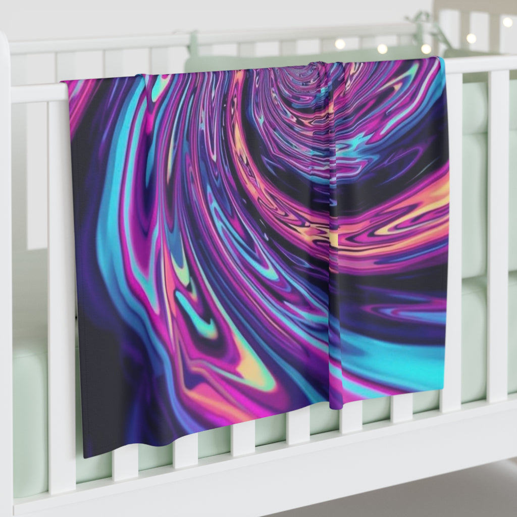 Psychedelic Swirl Baby Swaddle Blanket – Vibrant Purple & Teal Nursery Wrap
