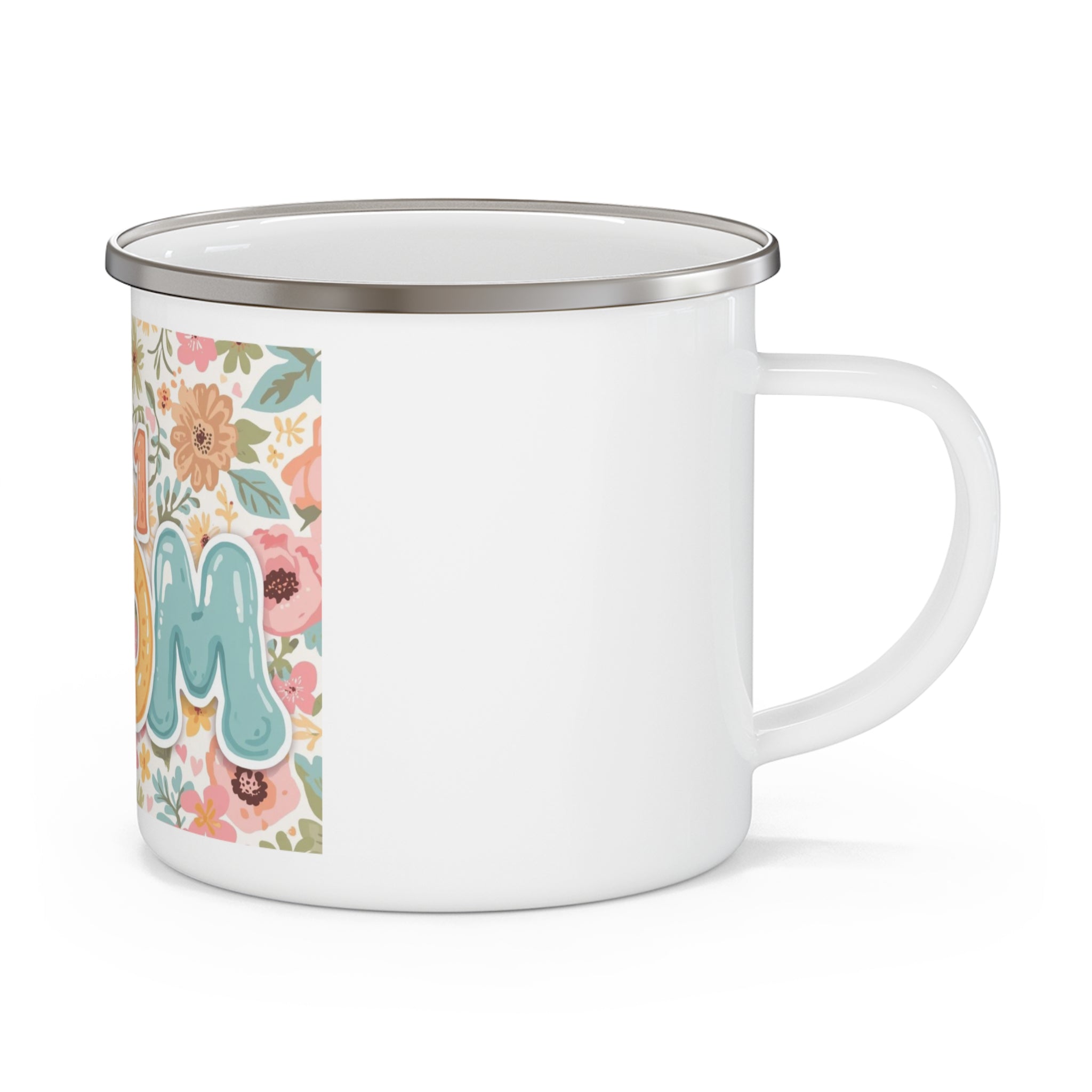 Enamel Camping Mug - #1 Mom Floral Camper Coffee Cup, Mother's Day Gift