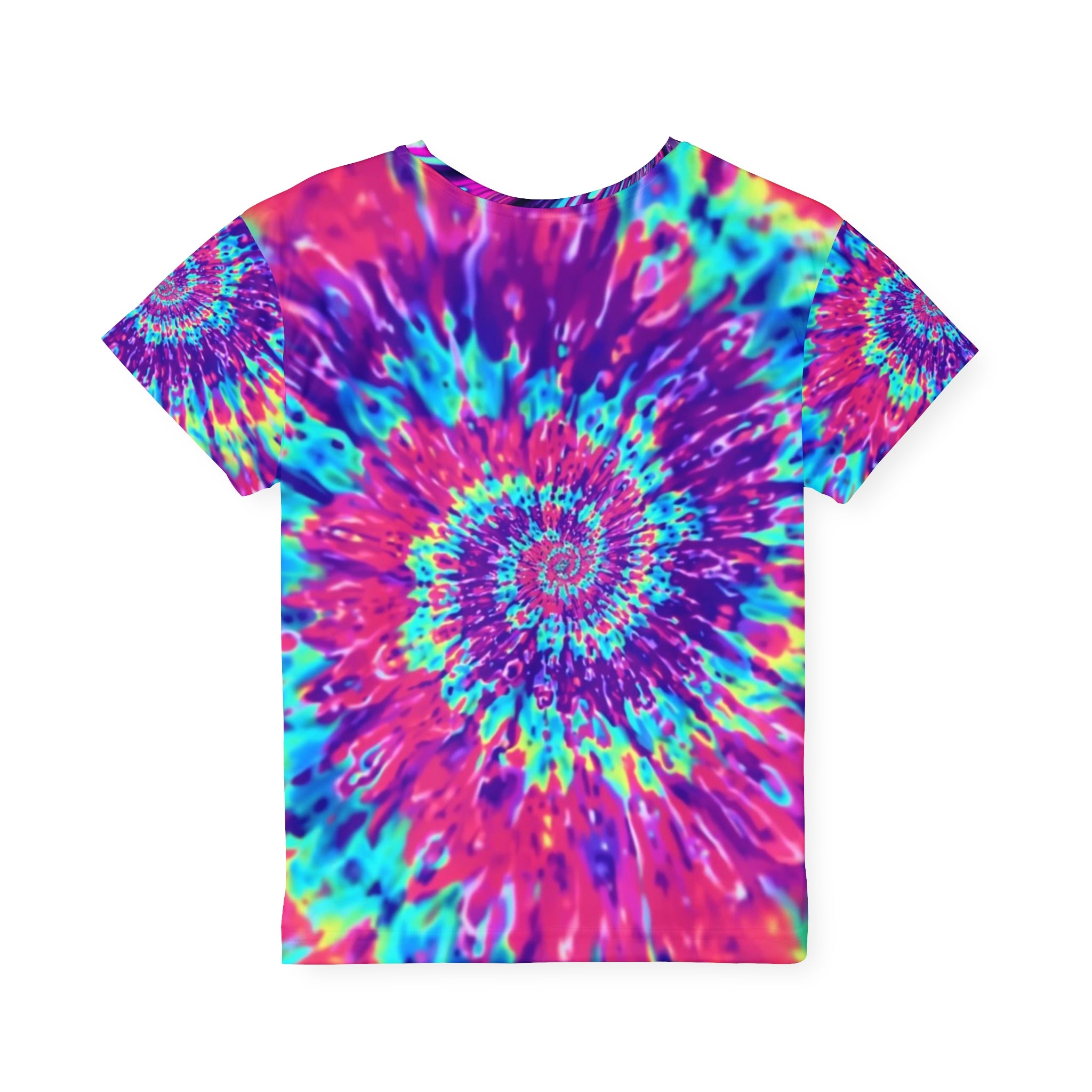 Kids Tie-Dye Spiral Sports Jersey — Vibrant Rainbow AOP Tee for Active Play