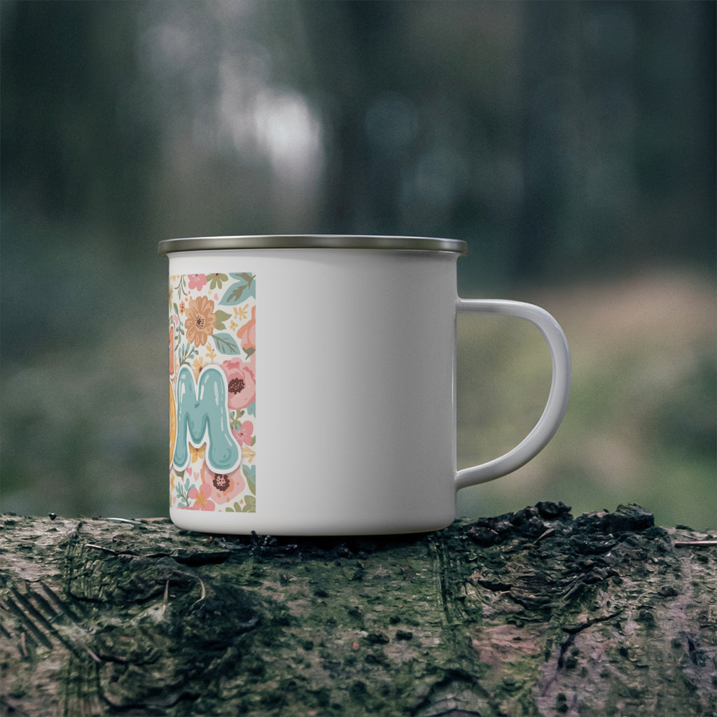 Enamel Camping Mug - #1 Mom Floral Camper Coffee Cup, Mother's Day Gift